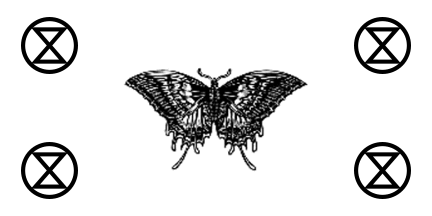 [Monarch Butterfly Extinction Rebellion flag]